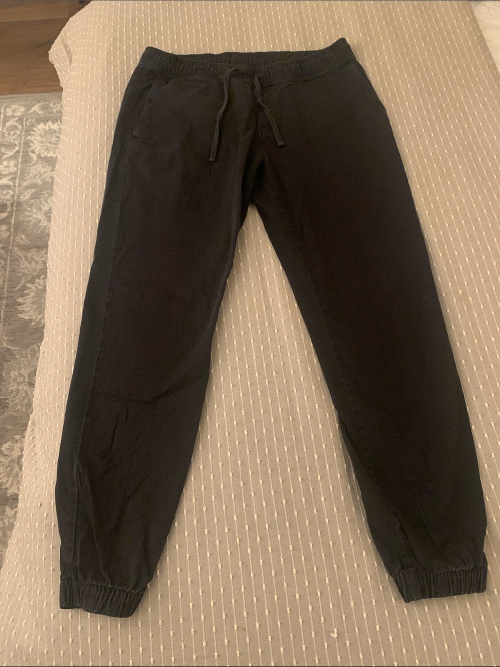 Men's American Giant Black Jogger Pants - Drawstring Waist 100% Cotton Durable